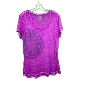 Free2B By Free Country Top Womens Size XL Purple Mandala Graphic T-Shirt Pullon